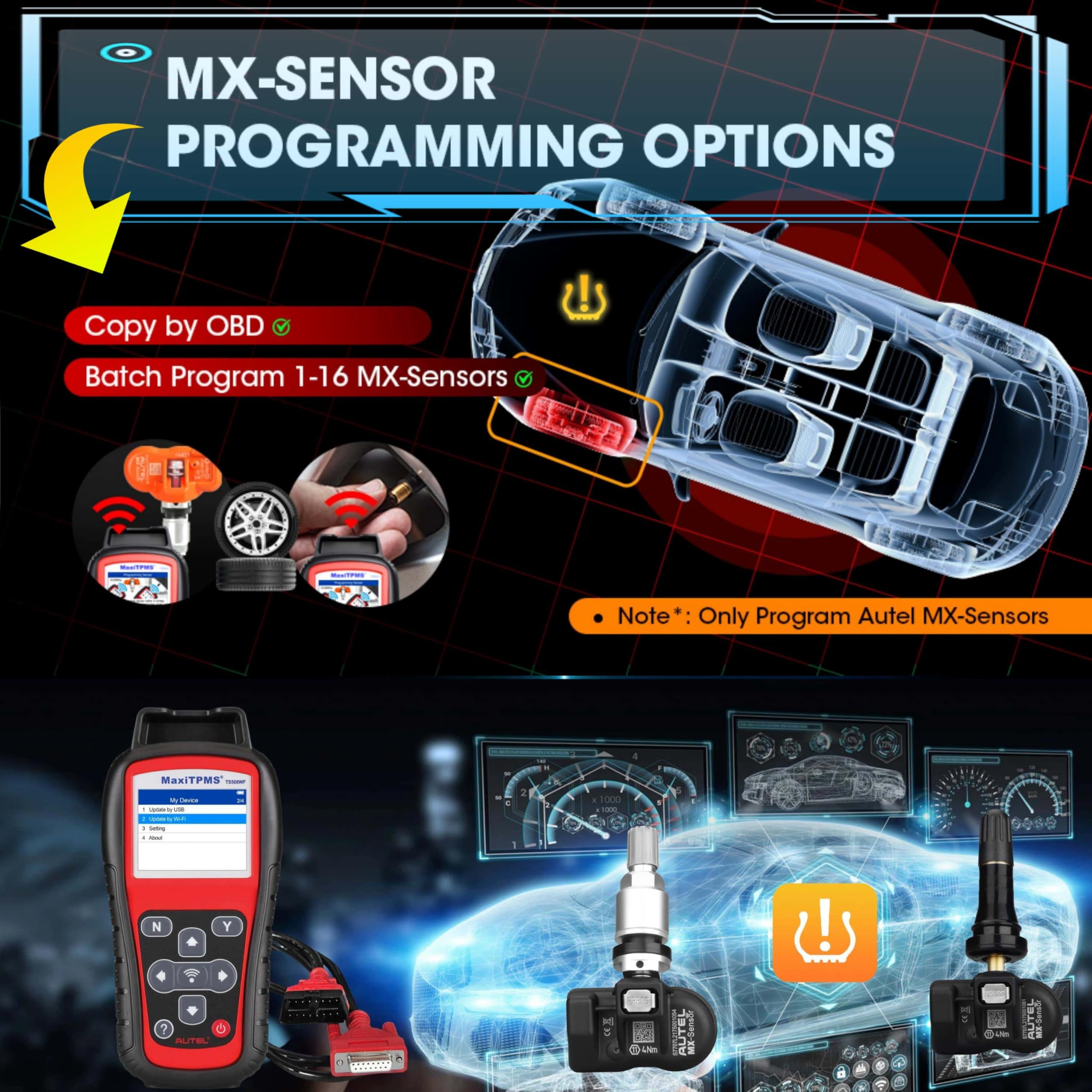 Autel Autel MaxiTPMS TS508WF TPMS Relearn and Reset Tool MX Sensor Programming DTCs Check and Remove Quick and Advance Mode Tire Sensor ID Read and Clone - View 6 of 6