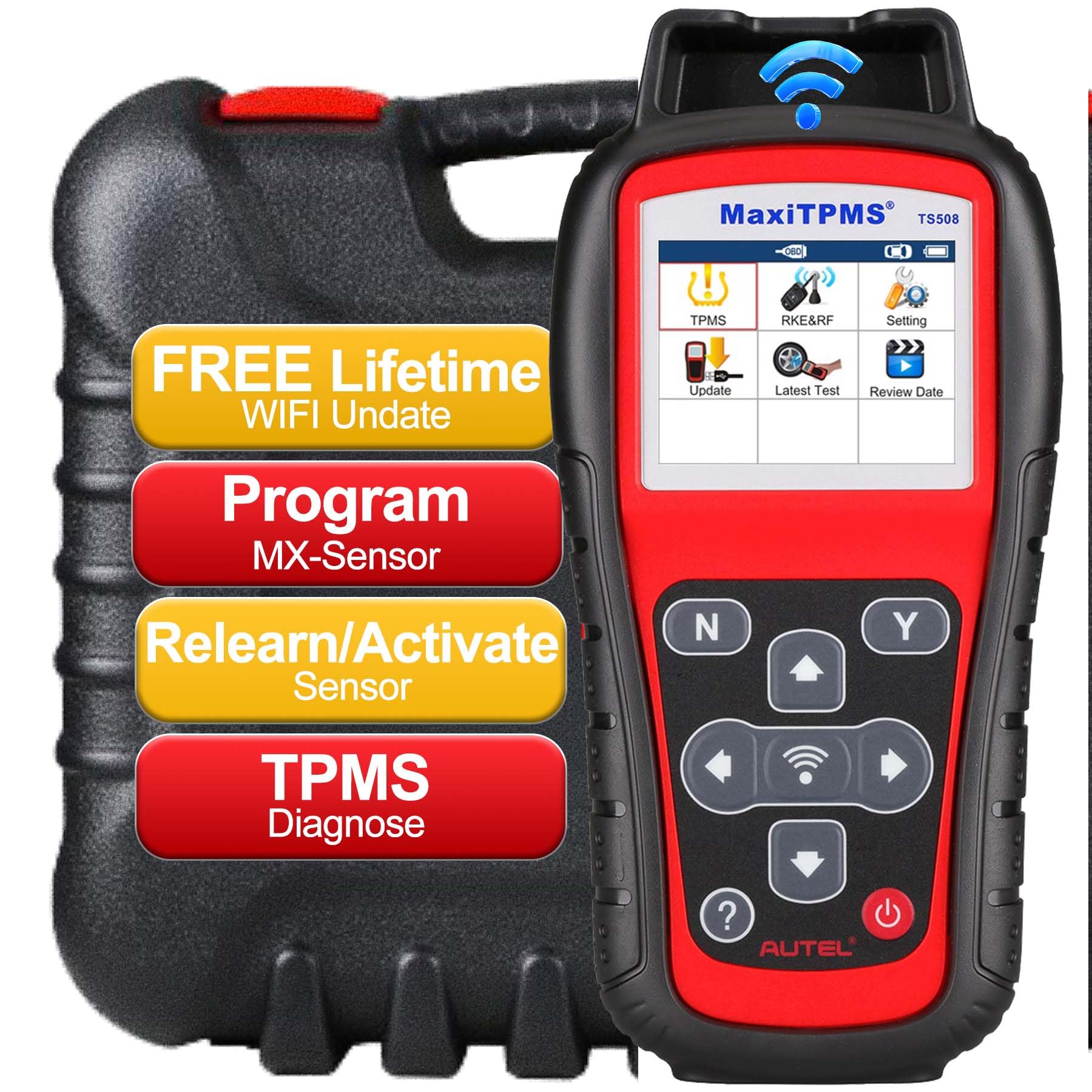 Autel Autel MaxiTPMS TS508WF TPMS Relearn and Reset Tool MX Sensor Programming DTCs Check and Remove Quick and Advance Mode Tire Sensor ID Read and Clone