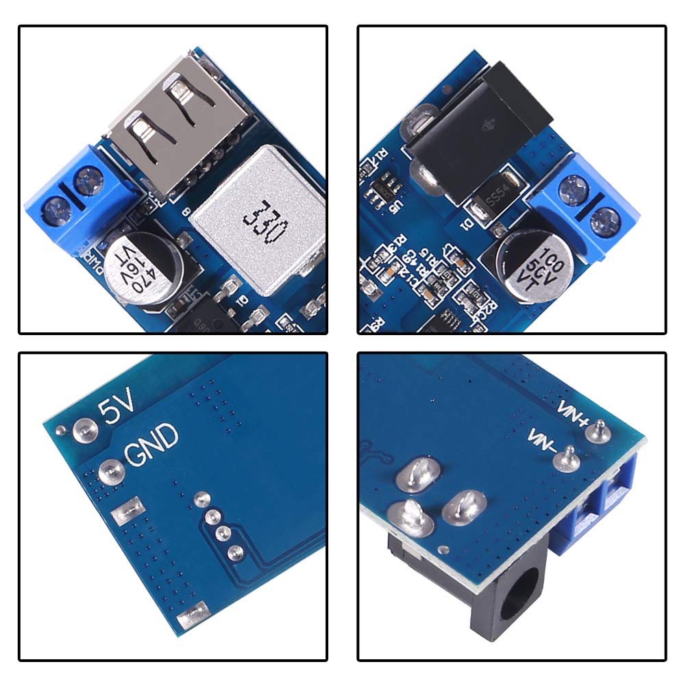 ACEIRMC ACEIRMC 2pcs Buck Converter 12v to 5v 5A USB Voltage Regulator DC 9V-36V Step Down to DC 5V-5.3V 5.2V 3.5-6A Volt Transformer Power Supply Module for - View 3 of 6