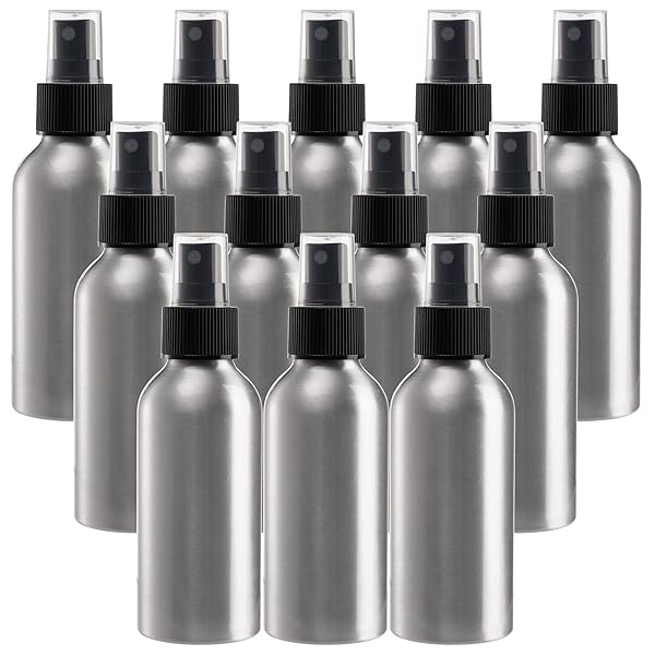 Youeon 12 Pack 4 Oz Fine Mist Spray Bottles - Reusable Aluminum Travel & Cosmetic Containers for Perfume, Toner, Essential Oils