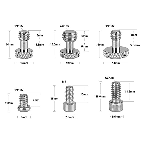 CAMVATE "CAMVATE 16 PCS Screw Nuts Kit for DSLR Camera Cage Rig - 1/4"-20, 3/8"-16 & M5 Threads" - View 4 of 6
