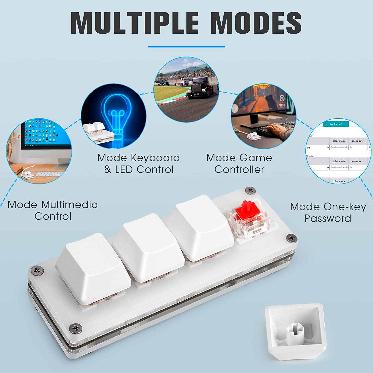 Ecarke Ecarke Mini 4-Key OSU Keypad Hotswap One Handed Keypad Mechanical Gaming Keyboard,Can Self Programming Macro,with 1.5m USB-C Data Cable?Upgrade - View 5 of 7