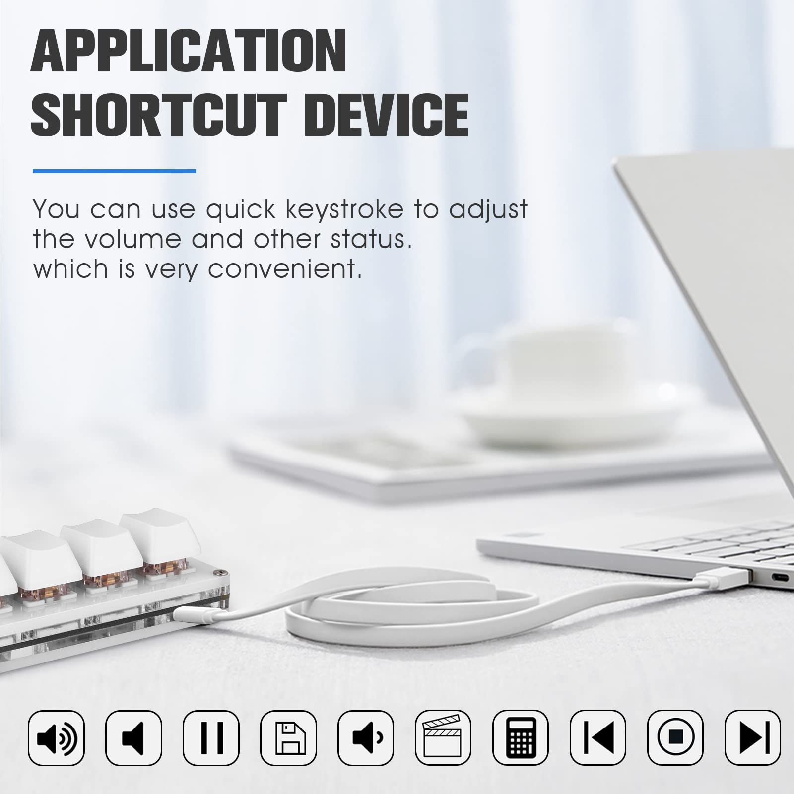 Ecarke Ecarke Mini 4-Key OSU Keypad Hotswap One Handed Keypad Mechanical Gaming Keyboard,Can Self Programming Macro,with 1.5m USB-C Data Cable?Upgrade - View 6 of 7