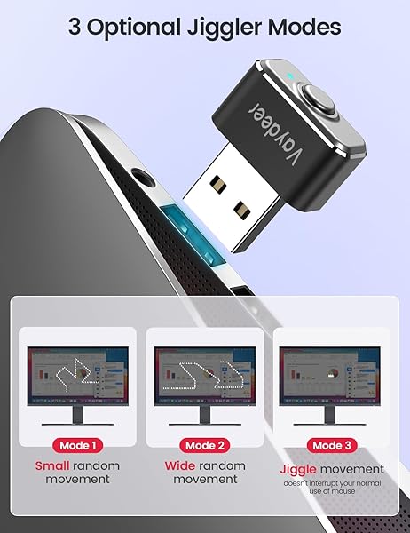 Vaydeer VAYDEER Tiny Mouse Jiggler USB Port Mouse Mover Multi-Track Driver Free Plug and Play with ON Off Switch - View 4 of 8