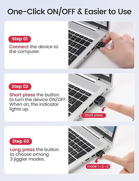 Vaydeer VAYDEER Tiny Mouse Jiggler USB Port Mouse Mover Multi-Track Driver Free Plug and Play with ON Off Switch - View 6 of 8