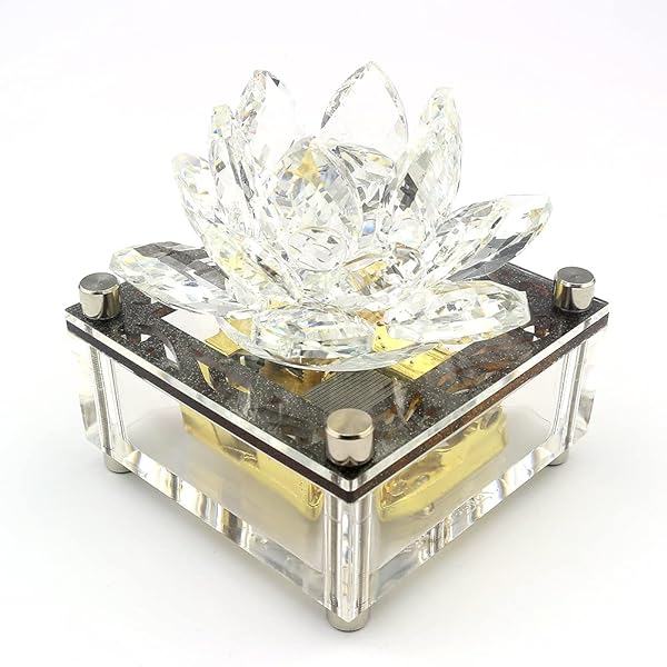 SOFTALK SOFTALK Acrylic Music Box Clockwork Creative Musical Box Beautiful Melody for Christmas Birthday Valentine's Day Gifts Transparent Crystal Flower