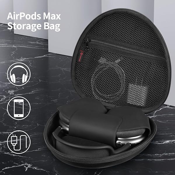 FINTIE Fintie Hard Case for AirPods Max Protective Travel Bag with Auto Wake Sleep Feature Black - View 5 of 9