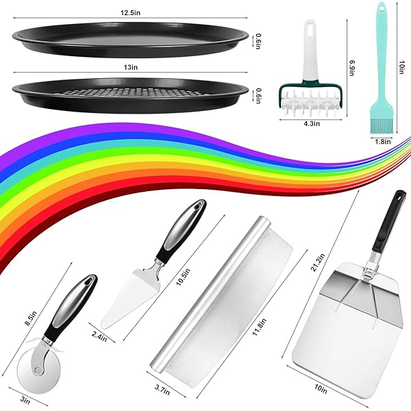 Fat-Cattie Fat-Cattie Pizza Making Kit 12x14 Pizza Peel 12 Pizza Pan 14 Pizza Cutter Rocker Complete 8PC Pizza Tools Set - View 3 of 9