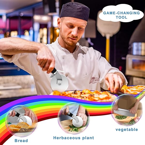 Fat-Cattie Fat-Cattie Pizza Making Kit 12x14 Pizza Peel 12 Pizza Pan 14 Pizza Cutter Rocker Complete 8PC Pizza Tools Set - View 9 of 9