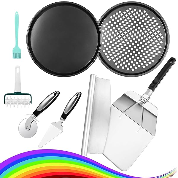 Fat-Cattie Fat-Cattie Pizza Making Kit 12x14 Pizza Peel 12 Pizza Pan 14 Pizza Cutter Rocker Complete 8PC Pizza Tools Set - View 2 of 9