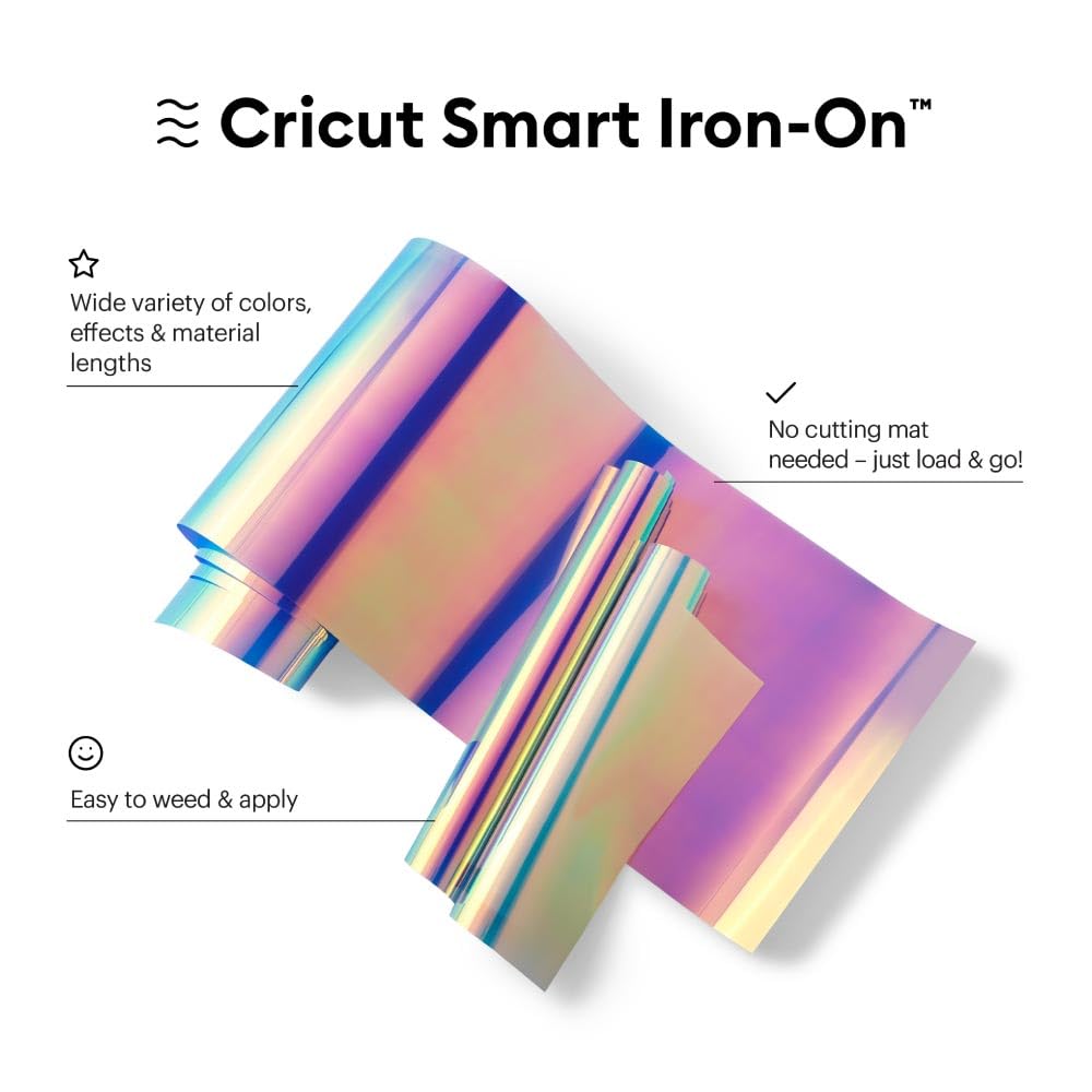 Cricut Cricut Smart Iron On (13in X 9ft, Holographic Blue) for Explore 3 and Maker 3 - Matless Cutting for Long cuts up to 12ft - View 2 of 6