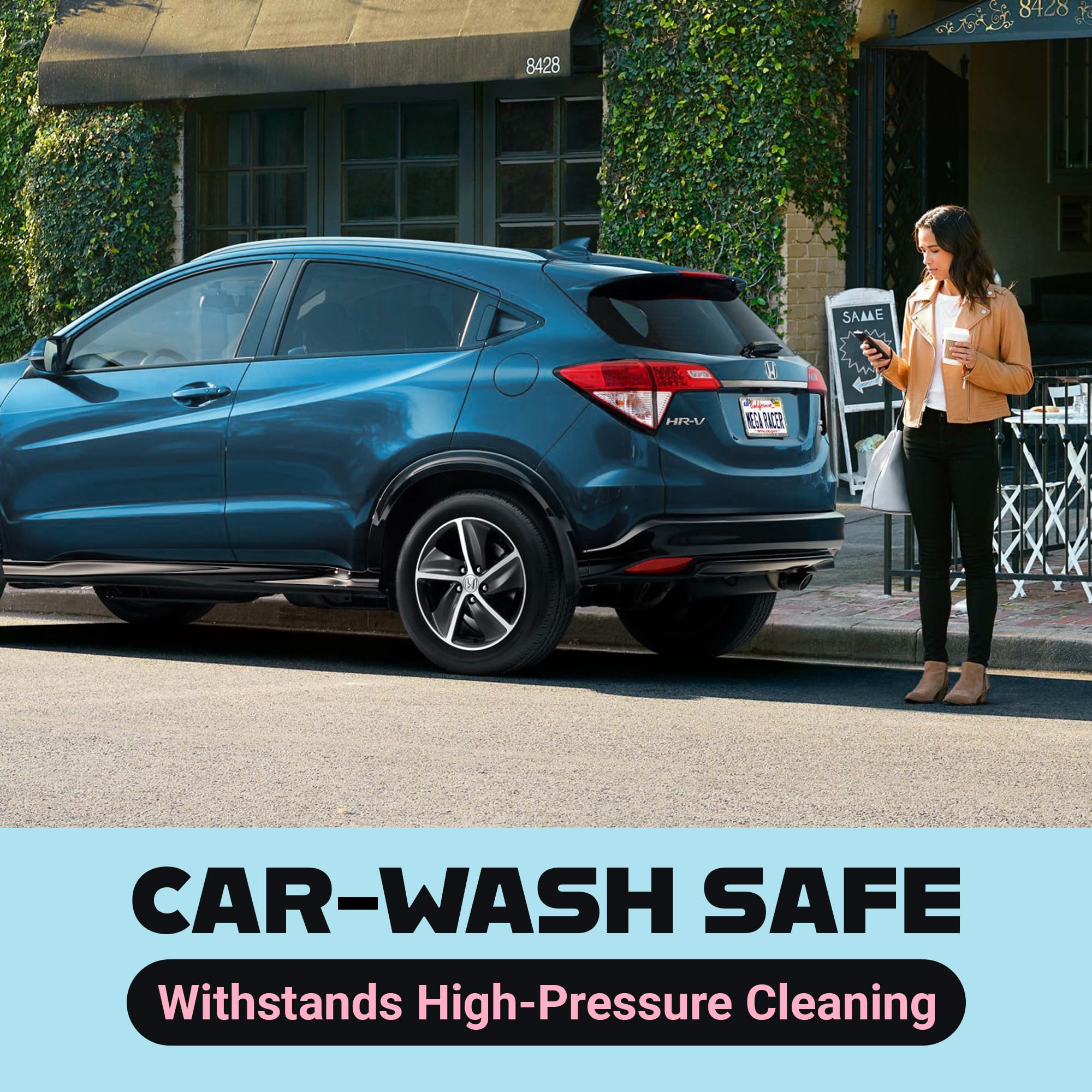 Mega Racer Dazzling Bling License Plate Frames for Women - 2 Pack, 1600 Premium Rhinestones, Rust-Free Stainless Steel, Street Legal Slim Design, Sparkly - View 8 of 9