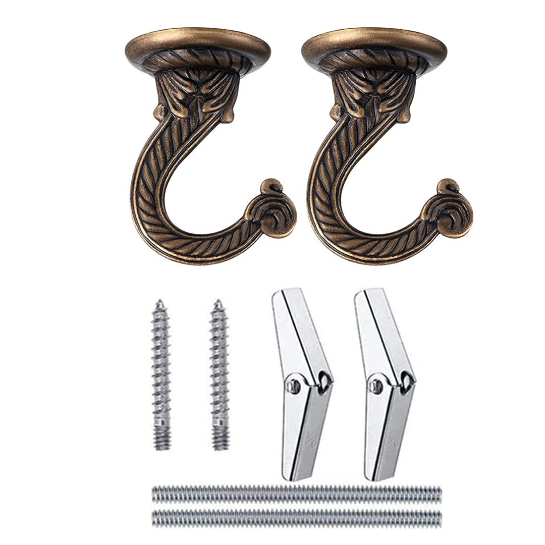 GDQLCNXB GDQLCNXB 2 Sets 55mm 2.17" Ceiling Metal Ceiling Hooks, Heavy Duty Swag Hooks with Hardware for Hanging Plants Chandeliers Wind Chimes Ornament - View 2 of 6