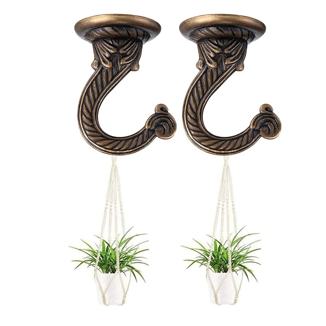 GDQLCNXB GDQLCNXB 2 Sets 55mm 2.17" Ceiling Metal Ceiling Hooks, Heavy Duty Swag Hooks with Hardware for Hanging Plants Chandeliers Wind Chimes Ornament - View 4 of 6