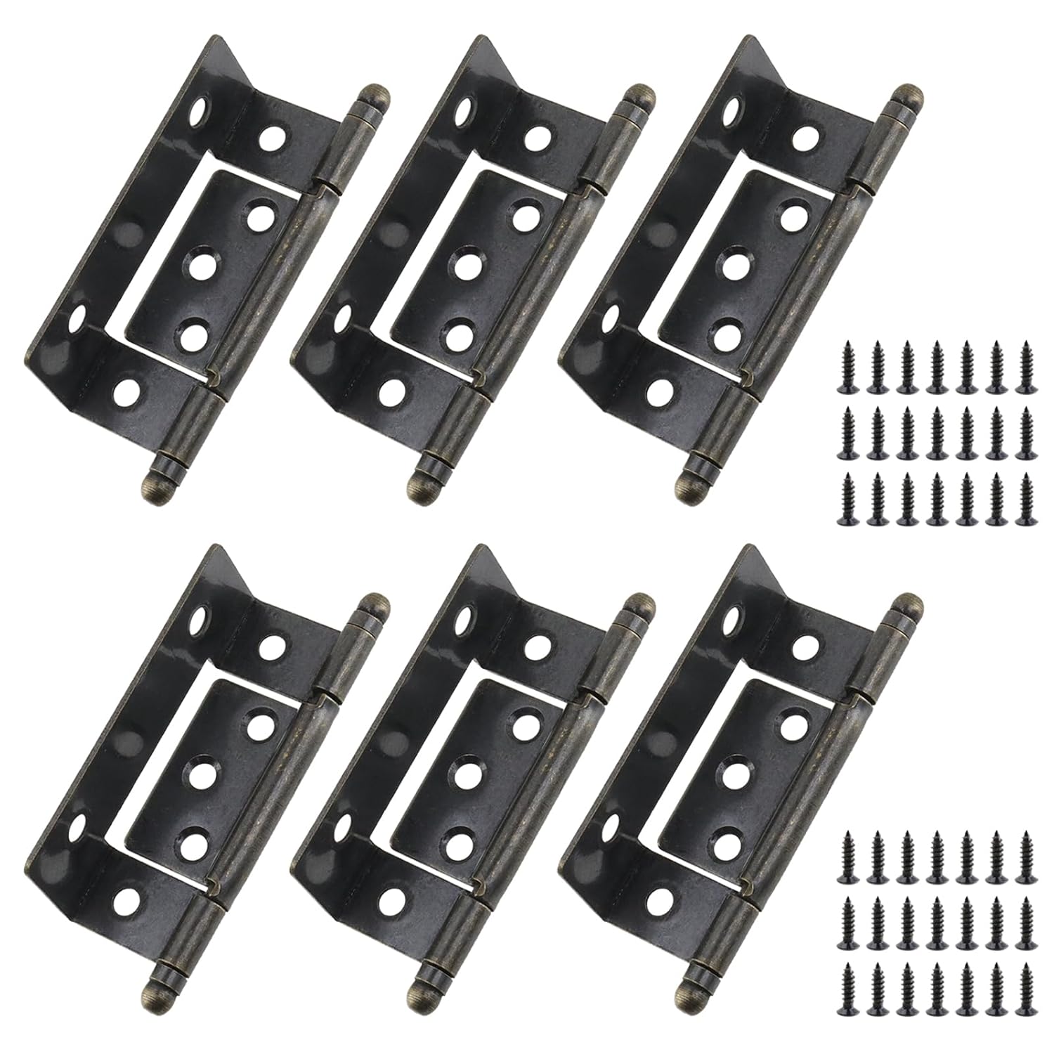 Antrader Antrader 6 Pcs Bronze Full Inset Partial Wrap Cabinet Hinges 3.5-inch Semi-Wraparound Cover Hinges Long Axis Tip Hinge