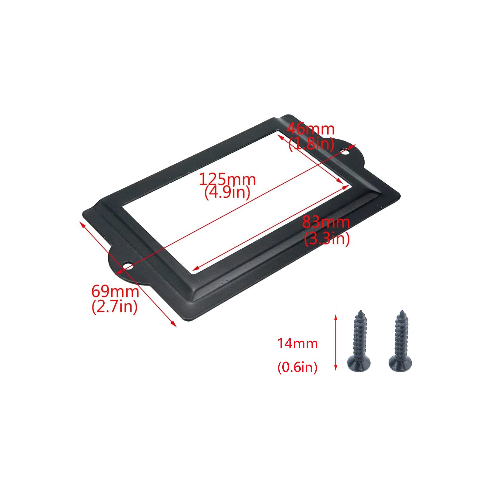 Antrader Antrader 6 Pcs 3.3" x 1.8" Office Label Holder, Metal Label Frame, Matte Black, with Screws - View 2 of 6