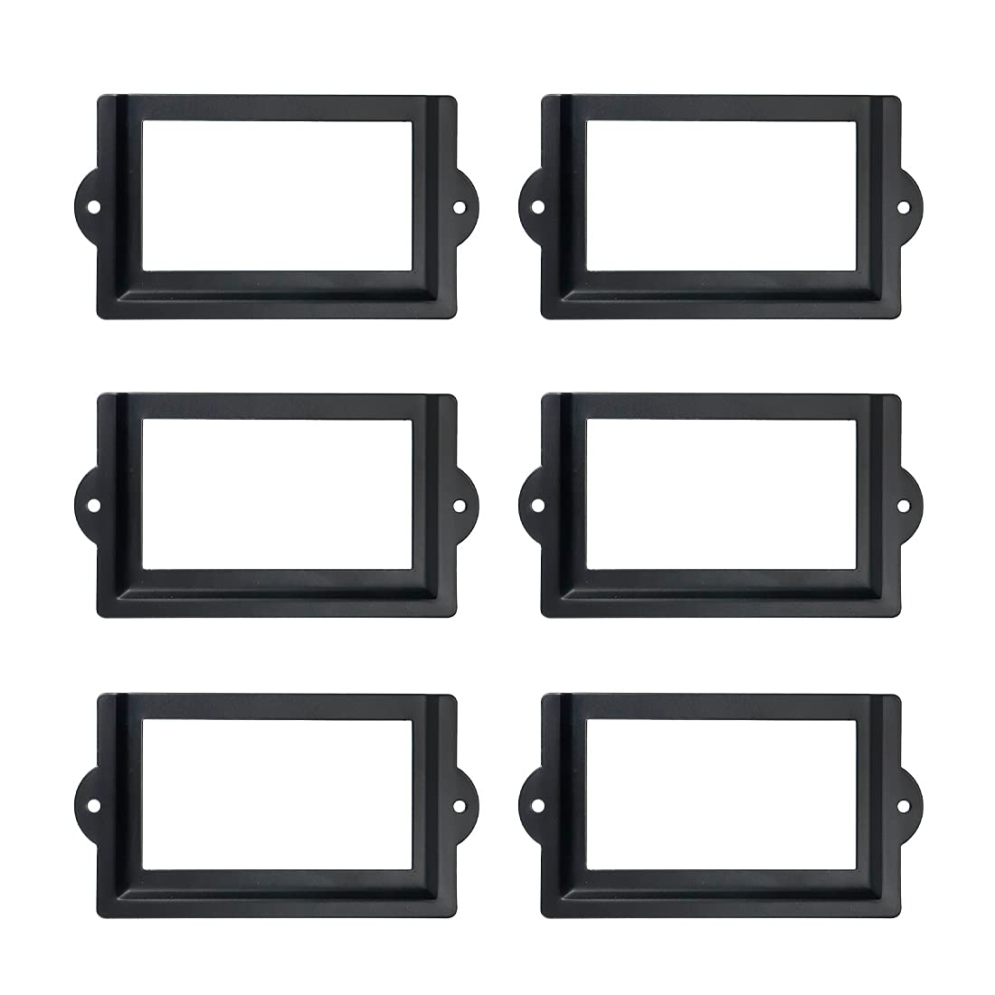 Antrader 6 Pcs 3.3" x 1.8" Office Label Holder, Metal Label Frame, Matte Black, with Screws