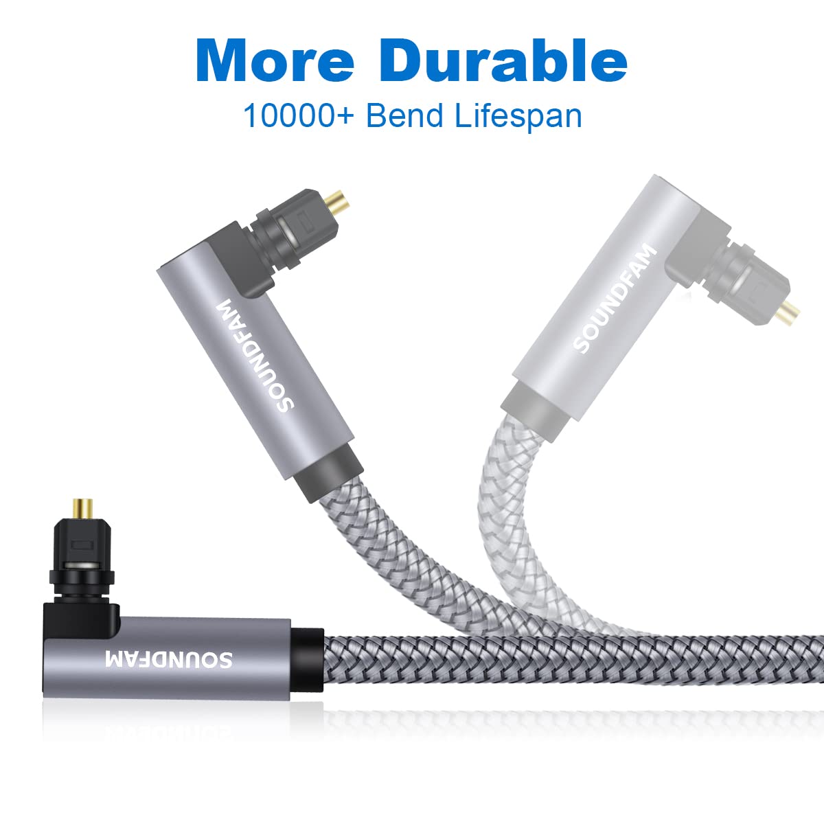 SOUNDFAM SOUNDFAM 90 Degree Optical Audio Cable 5ft 1.5M Right Angle Toslink Cable Male to Male 360 Degree Free-Rotating for Home Theater,TV,PS4,Sound - View 6 of 7