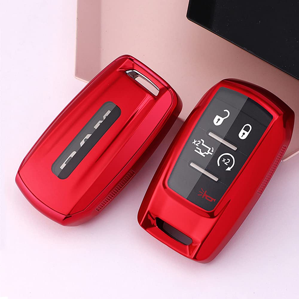 SANRILY SANRILY 3 4 5 6 Button for Dodge Ram Key Fob Cover Compatible with 2019 2020 2021 Ram 1500 3500 2500 Keyless Soft TPU Full Protection Key Case Red - View 3 of 9