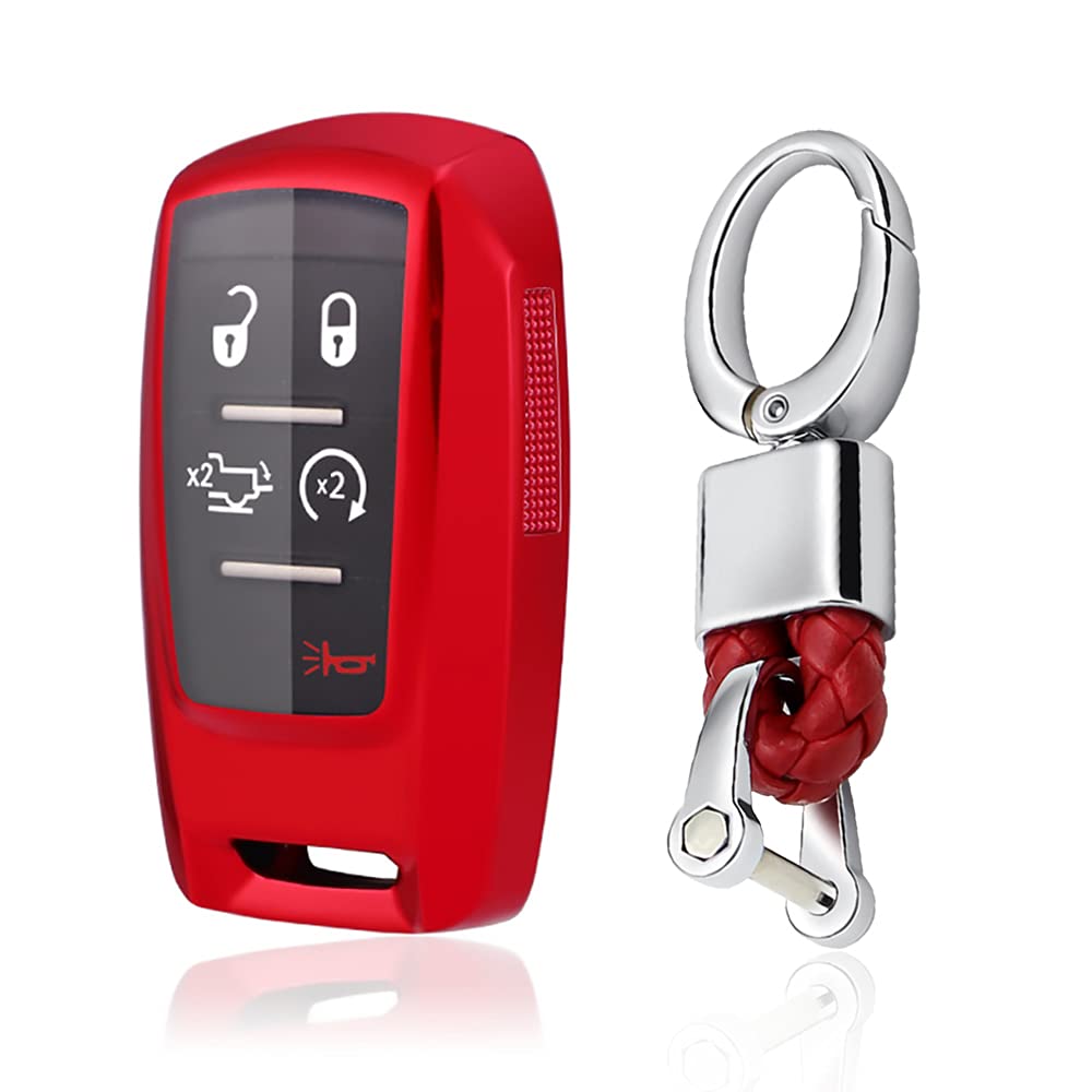 SANRILY SANRILY 3 4 5 6 Button for Dodge Ram Key Fob Cover Compatible with 2019 2020 2021 Ram 1500 3500 2500 Keyless Soft TPU Full Protection Key Case Red