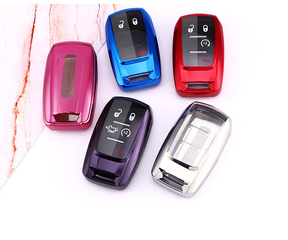 SANRILY SANRILY 3 4 5 6 Button for Dodge Ram Key Fob Cover Compatible with 2019 2020 2021 Ram 1500 3500 2500 Keyless Soft TPU Full Protection Key Case Purple - View 8 of 8