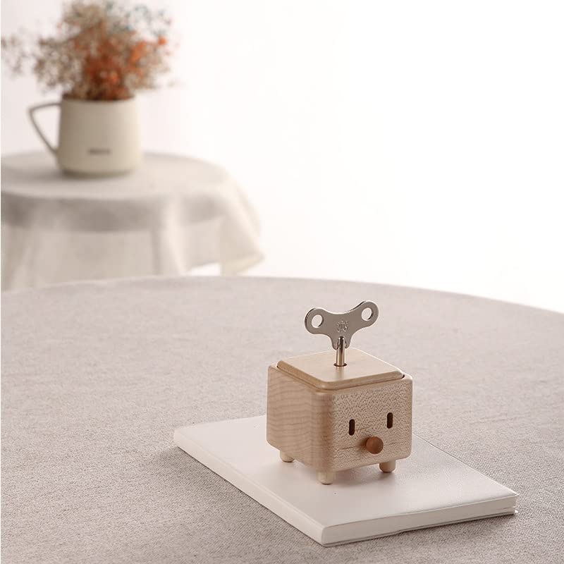 SOFTALK SOFTALK Wooden Music Box 18-Note Wind-up Musical Boxs Gifts for Christmas,Birthday Valentine's Day (Square Shape, Tune; One Love) - View 4 of 6