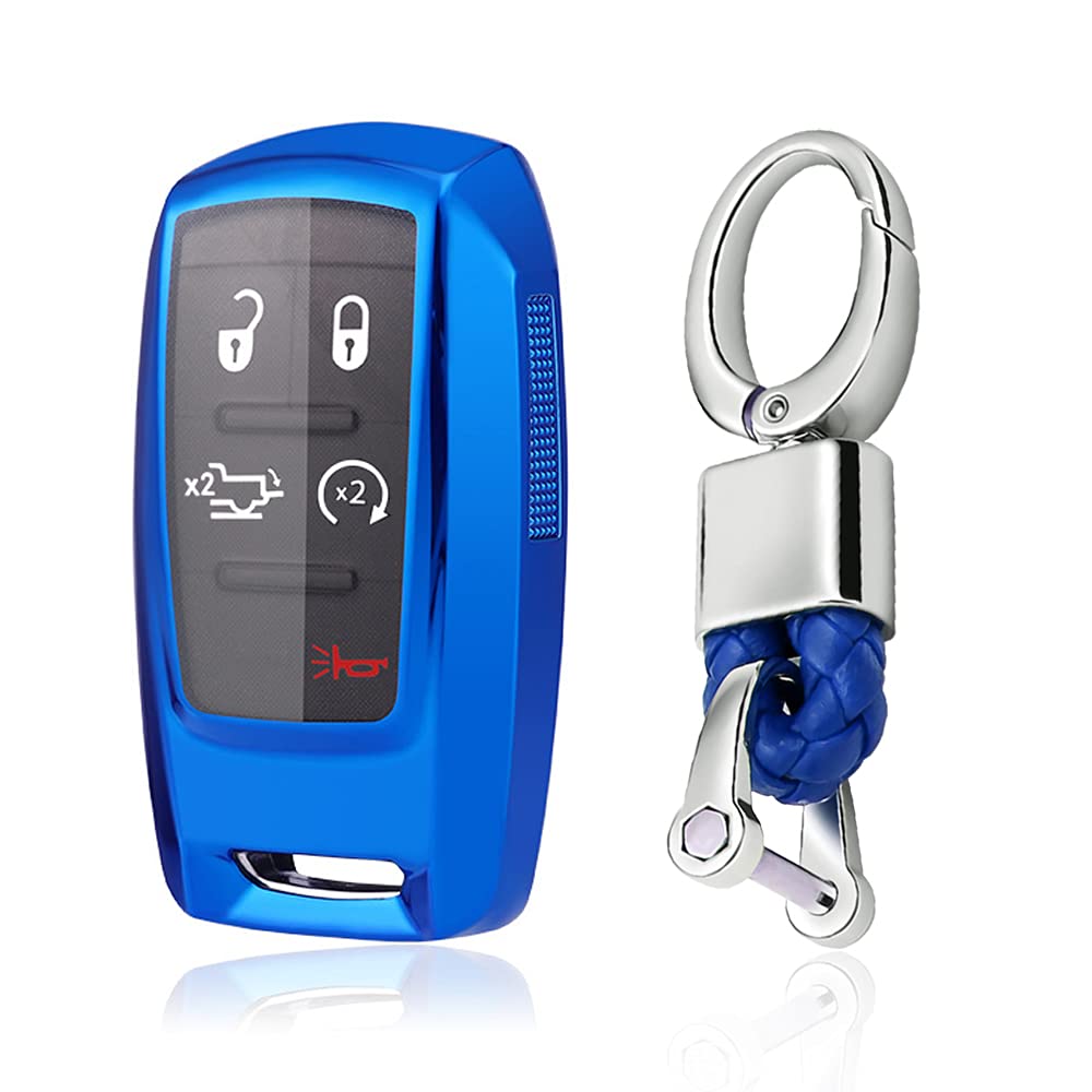 SANRILY SANRILY 3 4 5 6 Button for Dodge Ram Key Fob Cover Compatible with 2019 2020 2021 Ram 1500 3500 2500 Keyless Soft TPU Full Protection Key Case Blue