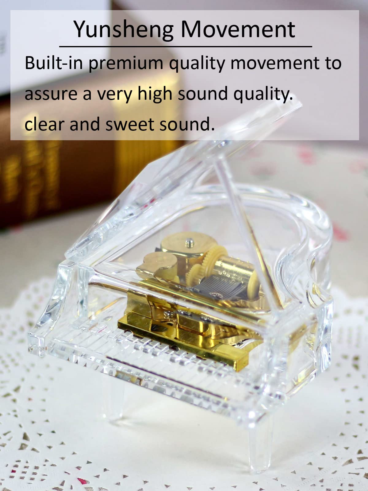 SOFTALK SOFTALK Mechanical Clockwork Piano Musical Box Transparent Acrylic Gift for Christmas Birthday Valentine's Day Tune Castle in The Sky - View 4 of 7