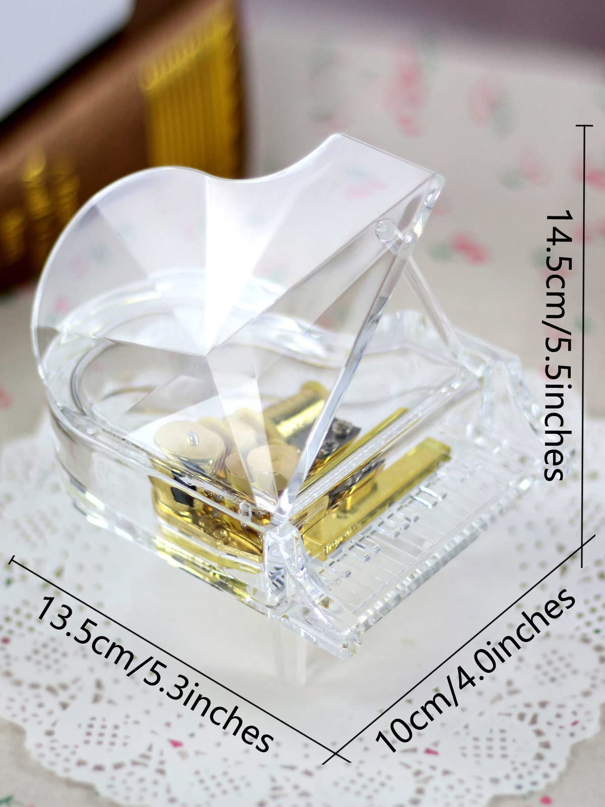 SOFTALK SOFTALK Mechanical Clockwork Piano Musical Box Transparent Acrylic Gift for Christmas Birthday Valentine's Day Tune Castle in The Sky - View 5 of 7