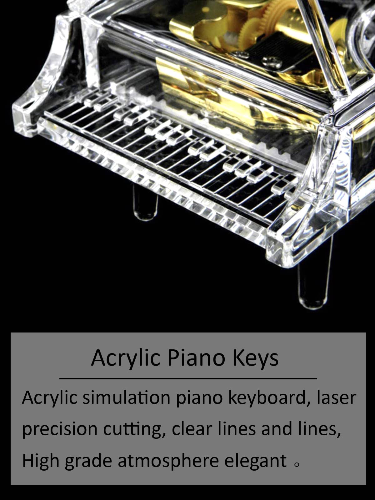SOFTALK SOFTALK Mechanical Clockwork Piano Musical Box Transparent Acrylic Gift for Christmas Birthday Valentine's Day Tune Castle in The Sky - View 6 of 7
