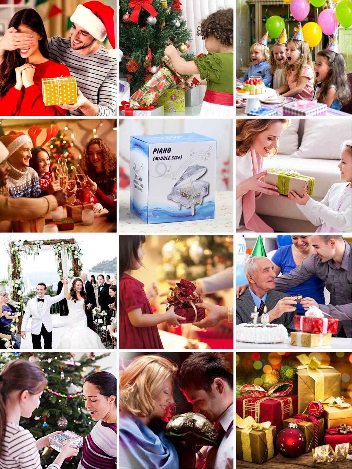 SOFTALK SOFTALK Mechanical Clockwork Piano Musical Box Transparent Acrylic Gift for Christmas Birthday Valentine's Day Tune Castle in The Sky - View 7 of 7