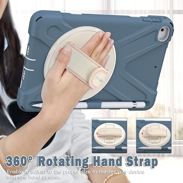 BRAECN BRAECN iPad Mini 5 Case Kids Heavy Duty Shockproof Protective Case with Hand Strap Kickstand Pencil Holder for iPad Mini 4 Cornflower Blue - View 3 of 7