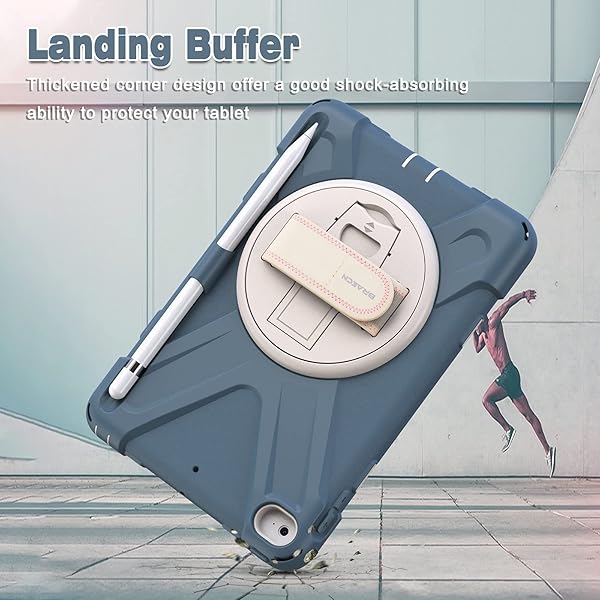 BRAECN BRAECN iPad Mini 5 Case Kids Heavy Duty Shockproof Protective Case with Hand Strap Kickstand Pencil Holder for iPad Mini 4 Cornflower Blue - View 7 of 7