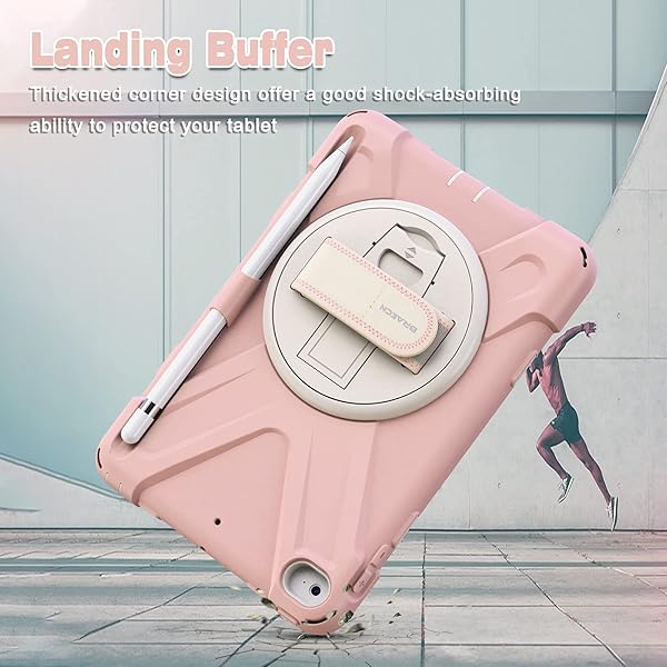 BRAECN BRAECN iPad Mini 5th Generation Case for Kids with Pencil Holder Hand Strap Shoulder Strap Kickstand Sakura Pink - View 7 of 7