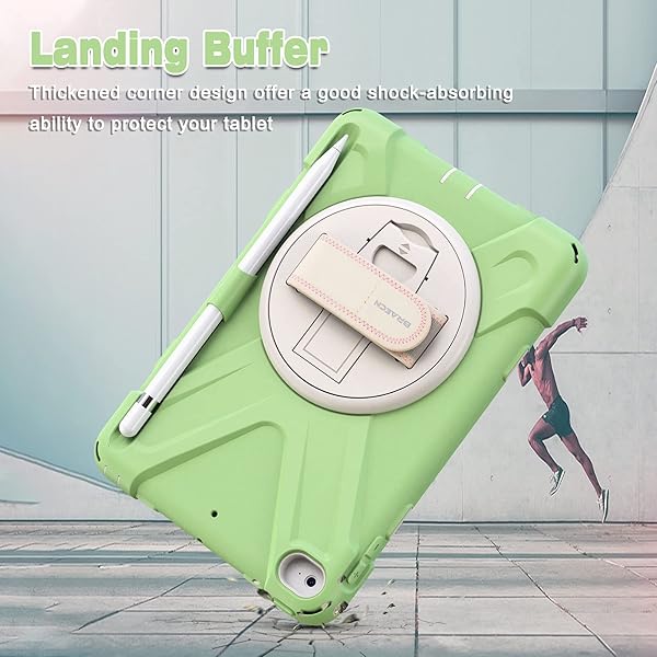 BRAECN BRAECN iPad Mini 5th Generation Case Kids with Shoulder Strap 360 Rotatable Hand Strap Kickstand Built-in Pencil Holder Matcha Green - View 7 of 7