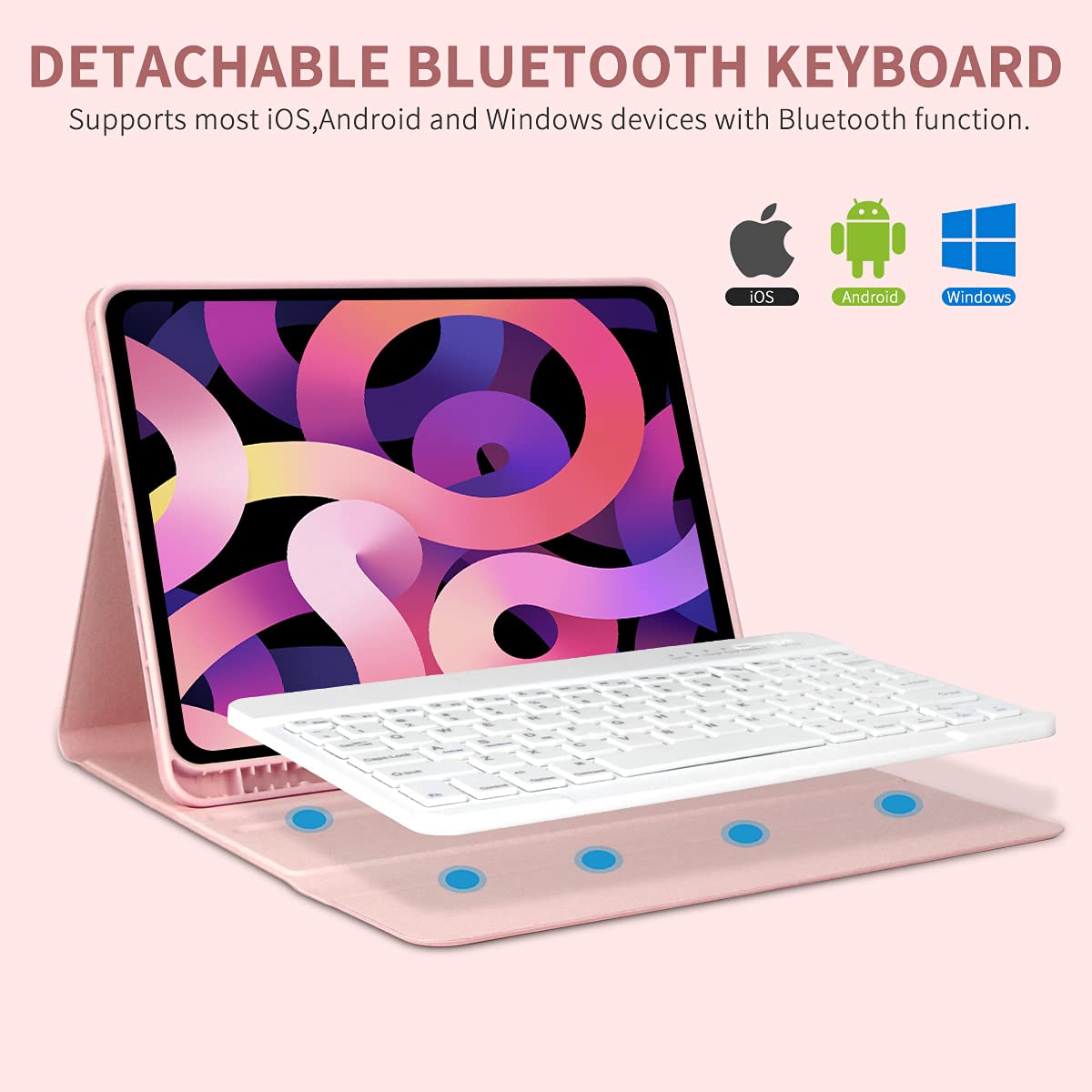 BAIBAO iPad Air 11 inch 2024 Keyboard Case with Detachable Bluetooth Keyboard and Pencil Holder for iPad Pro 11 inch 4th 3rd 2nd 1st Gen Pink - View 4 of 7