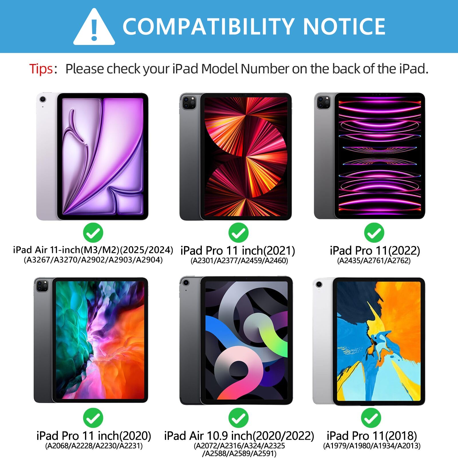 BAIBAO Keyboard Case for iPad Air 11 inch and iPad Pro 11 inch with Magnetic Detachable Bluetooth Keyboard and Pencil Holder in Sky Blue - View 2 of 7