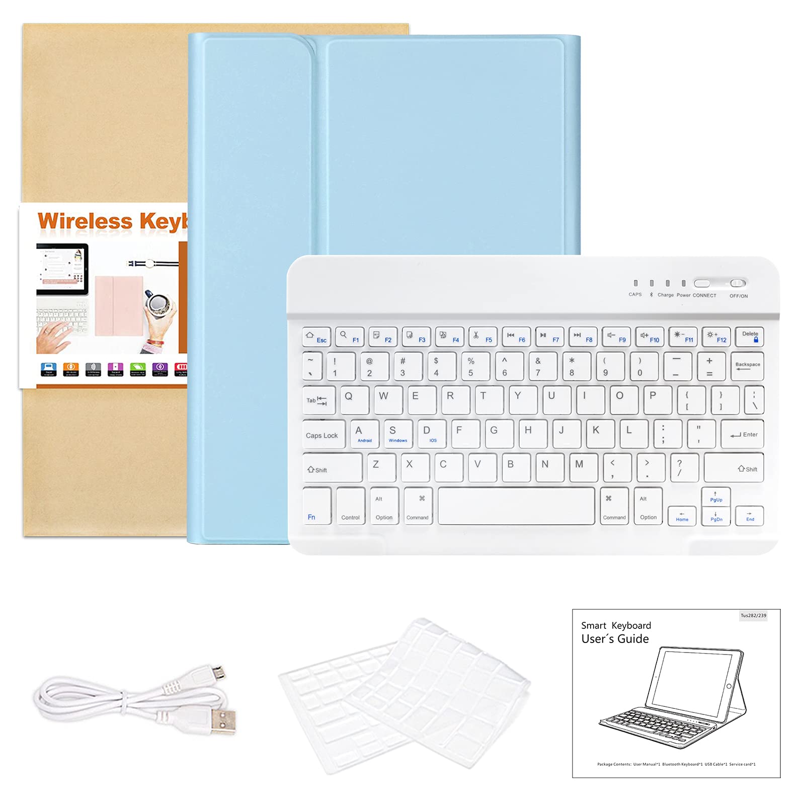 BAIBAO Keyboard Case for iPad Air 11 inch and iPad Pro 11 inch with Magnetic Detachable Bluetooth Keyboard and Pencil Holder in Sky Blue - View 7 of 7