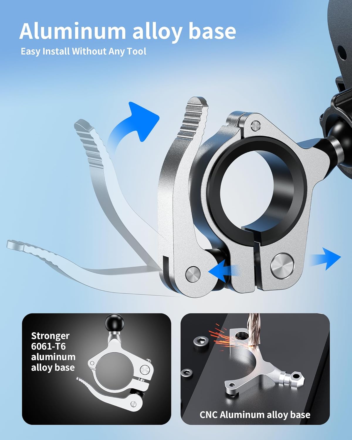 Kewig "Secure Kewig Bike Phone Mount: One-Hand Operation for iPhone 16 Pro Max & 4-7" Phones - Easy Lock Motorcycle & Bicycle Holder" - View 3 of 6