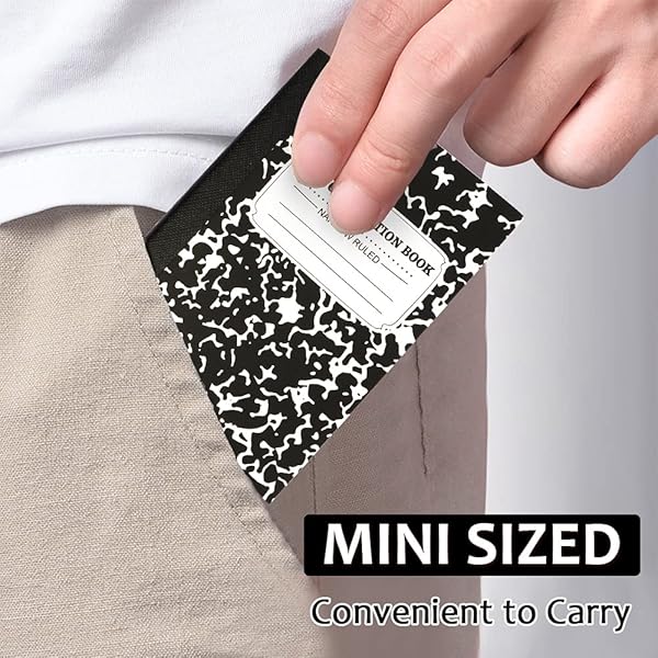 feela Feela Mini Composition Notebook 30 Pack Cute Black Narrow Ruled Pocket Size Journals for Kids Students College Office 4.5 X 3.25 in - View 3 of 8