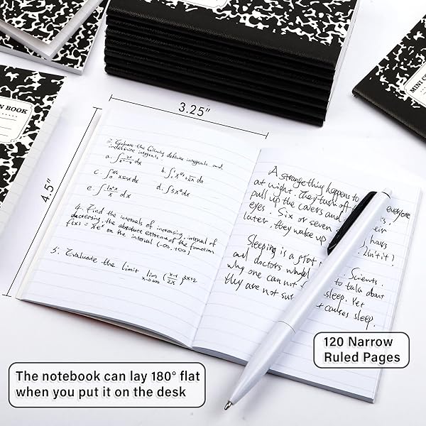 feela Feela Mini Composition Notebook 30 Pack Cute Black Narrow Ruled Pocket Size Journals for Kids Students College Office 4.5 X 3.25 in - View 4 of 8