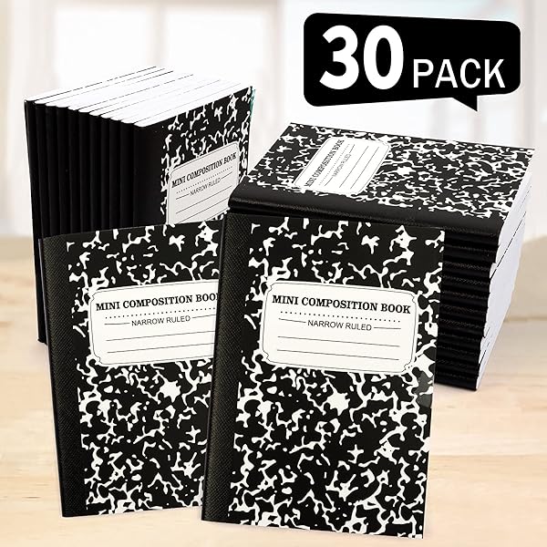 feela Feela Mini Composition Notebook 30 Pack Cute Black Narrow Ruled Pocket Size Journals for Kids Students College Office 4.5 X 3.25 in - View 5 of 8
