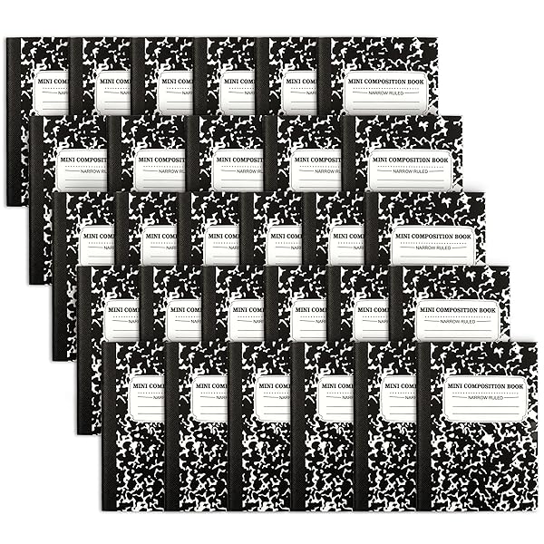 feela Feela Mini Composition Notebook 30 Pack Cute Black Narrow Ruled Pocket Size Journals for Kids Students College Office 4.5 X 3.25 in