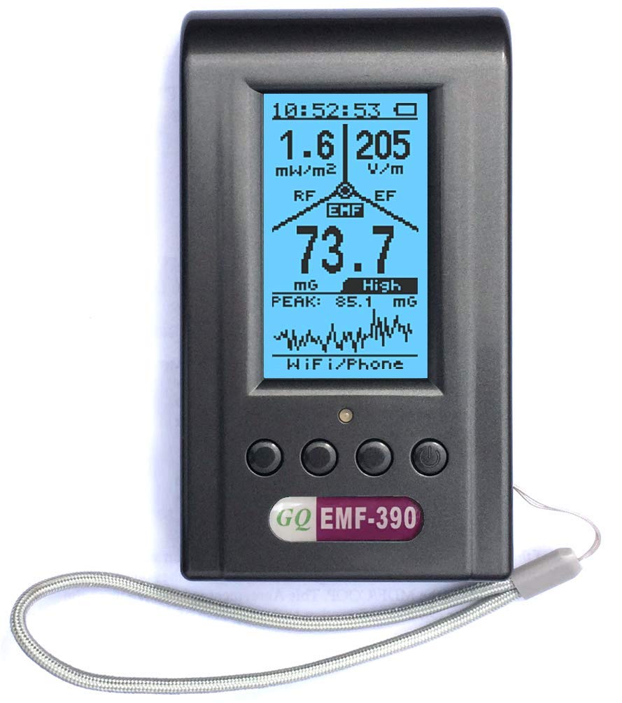 Advanced EMF Meter GQ EMF-390 3-in-1 EMF ELF RF Meter, Low-Band 5G Cell Tower Smart Meter WiFi Signal Detector RF up to 10GHz with Data Logger and