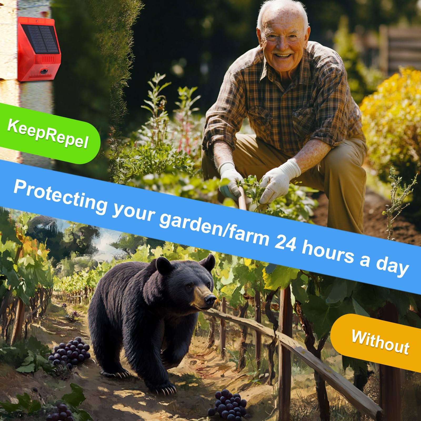 ChunHee ChunHee Solar Motion Sensor Alarm Outdoor Motion Detector 129db Loud Sound Security Siren IP65 Waterproof Protected for Garden,Farm,Yard,Chicken - View 3 of 9