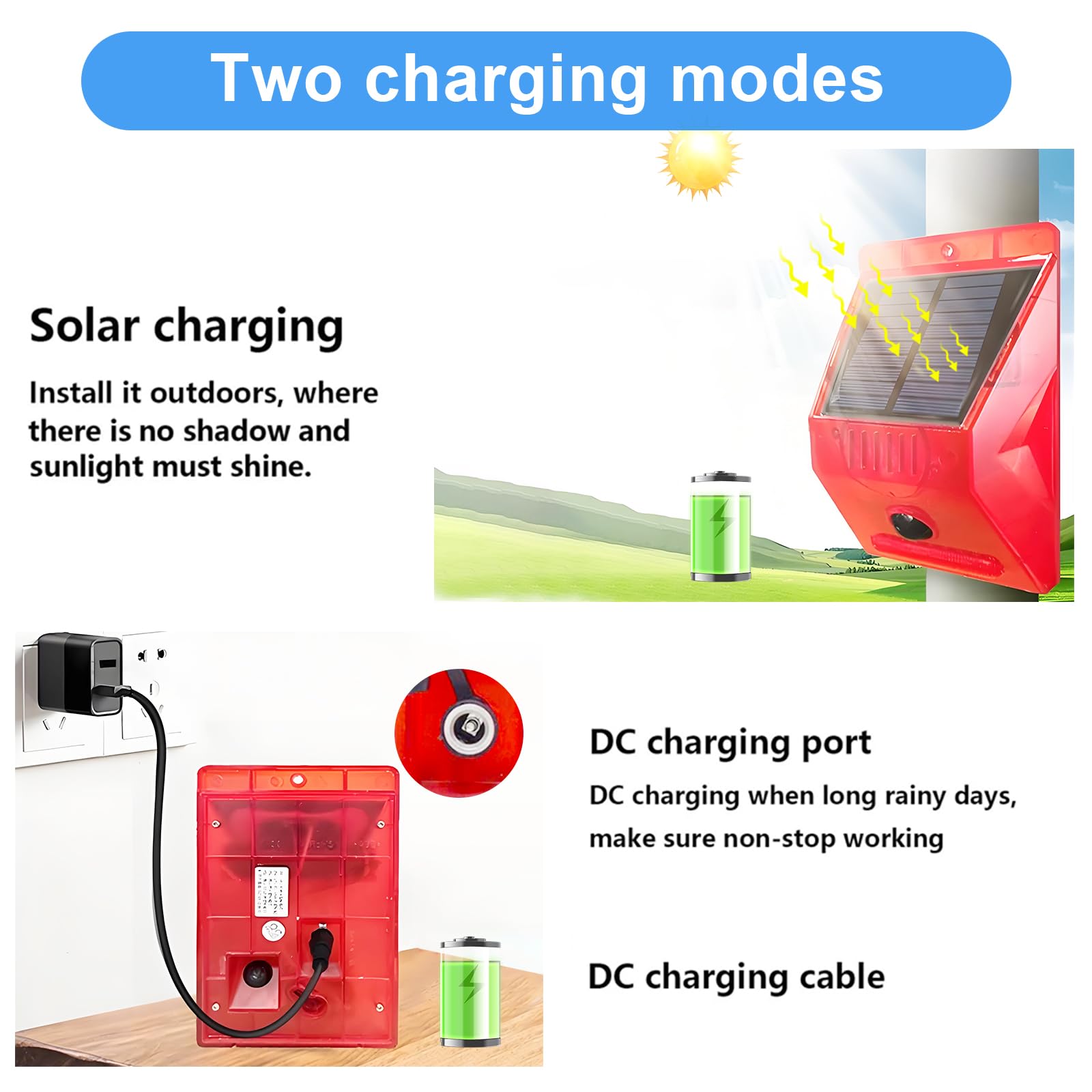 ChunHee ChunHee Solar Motion Sensor Alarm Outdoor Motion Detector 129db Loud Sound Security Siren IP65 Waterproof Protected for Garden,Farm,Yard,Chicken - View 6 of 9