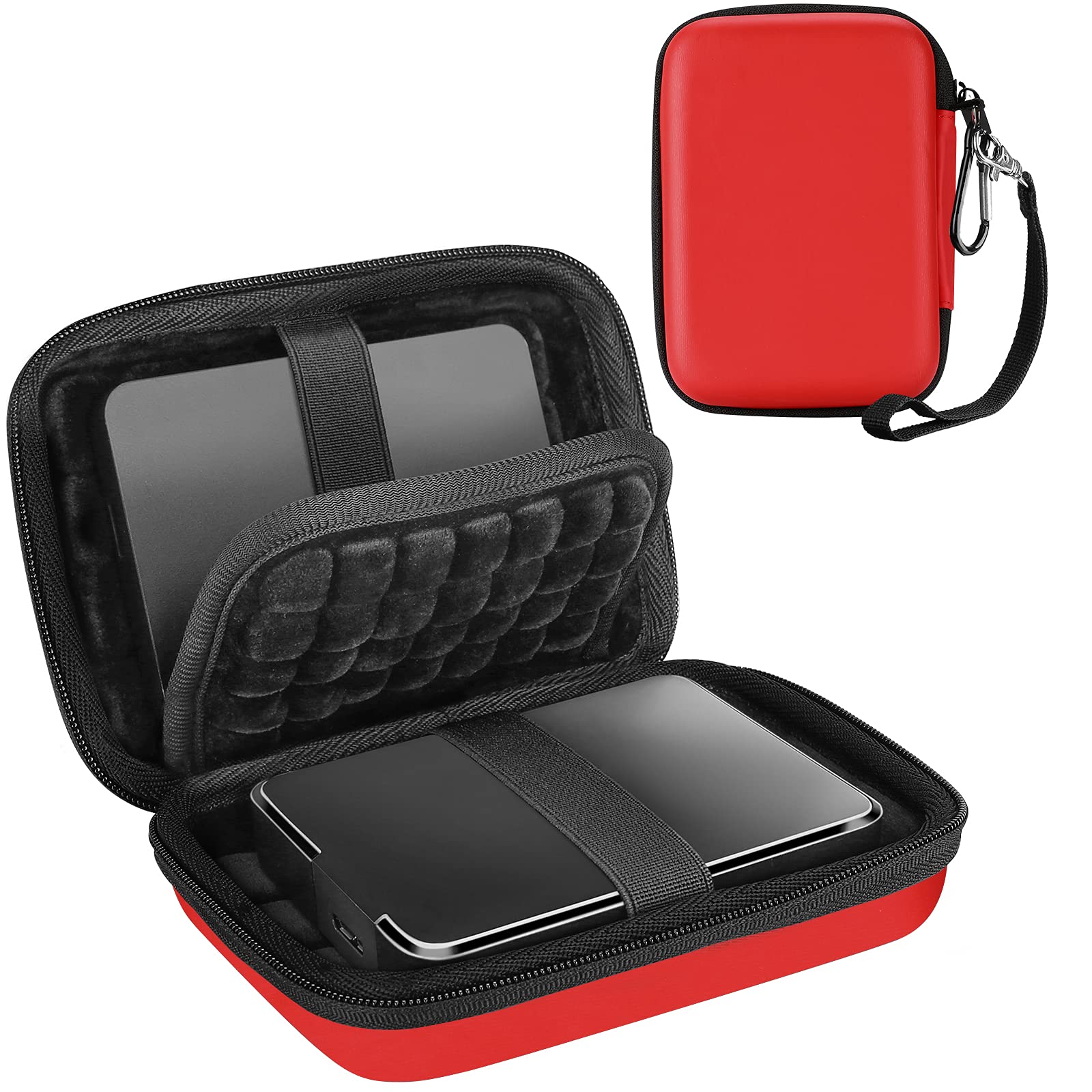 ProCase Portable Hard Drive Case for 25 Inch WD My Passport Seagate Backup Plus Canvio Basics 1TB 2TB 3TB 4TB Red Carrying Case