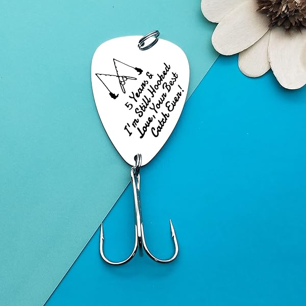 Dabihu 5 Years Anniversary Fishing Lure Gift for Him Her Perfect for Men Husband Boyfriend 5th Couple Anniversary Wedding Valentine's Day Birthday - View 3 of 8