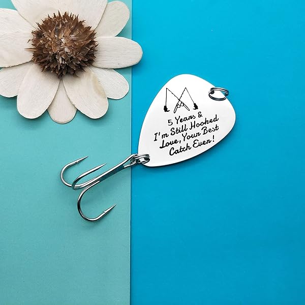 Dabihu 5 Years Anniversary Fishing Lure Gift for Him Her Perfect for Men Husband Boyfriend 5th Couple Anniversary Wedding Valentine's Day Birthday - View 5 of 8