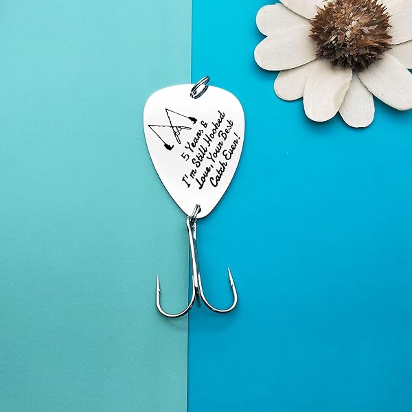 Dabihu 5 Years Anniversary Fishing Lure Gift for Him Her Perfect for Men Husband Boyfriend 5th Couple Anniversary Wedding Valentine's Day Birthday - View 7 of 8